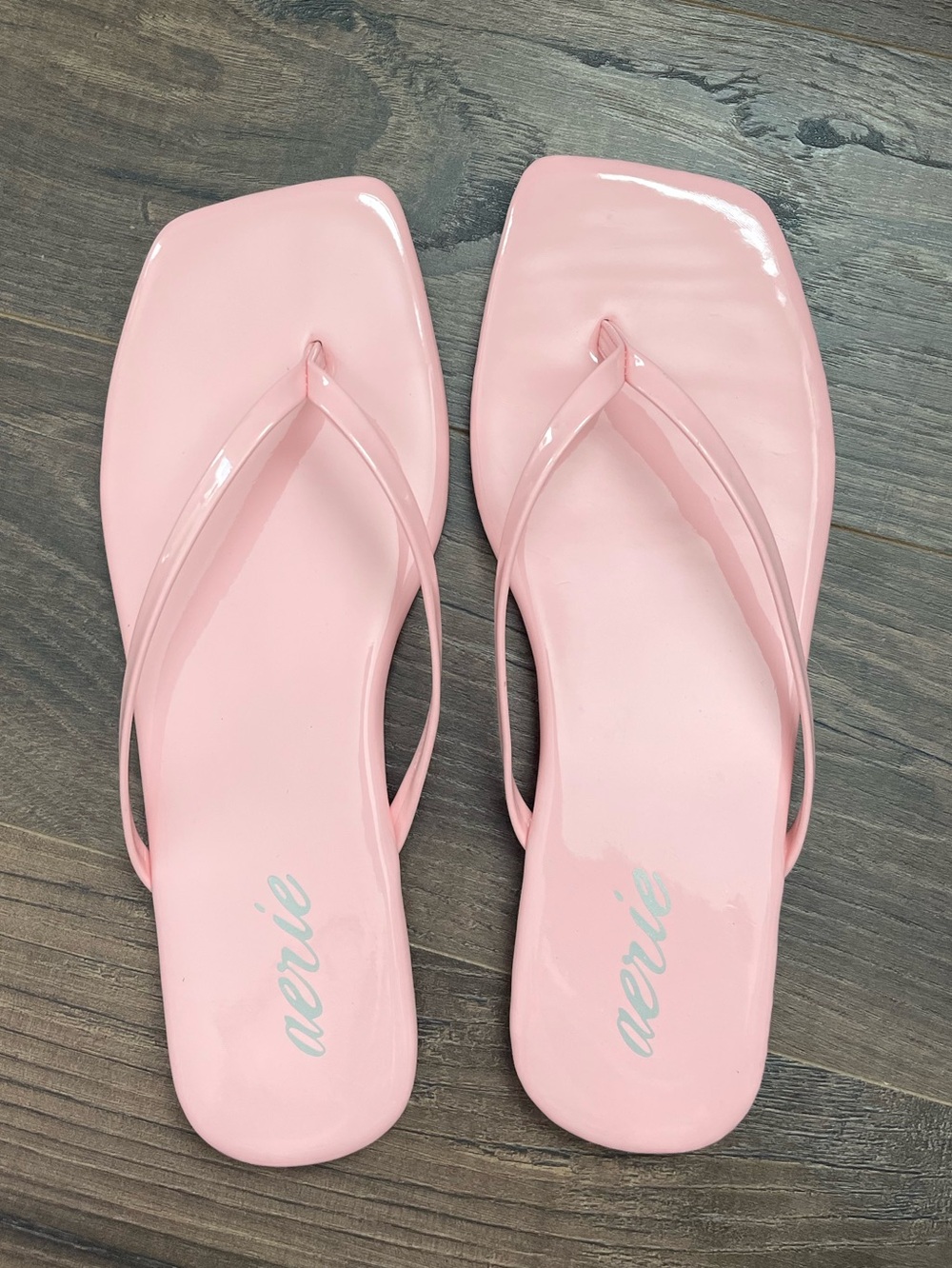 aerie Pastel Pink Square-Toe Flip Flop Sandals